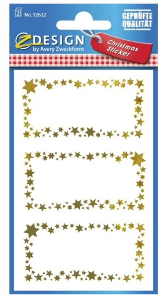 Avery 52622 Rechthoekig Goud/Wit Etiket - 6 Stuks