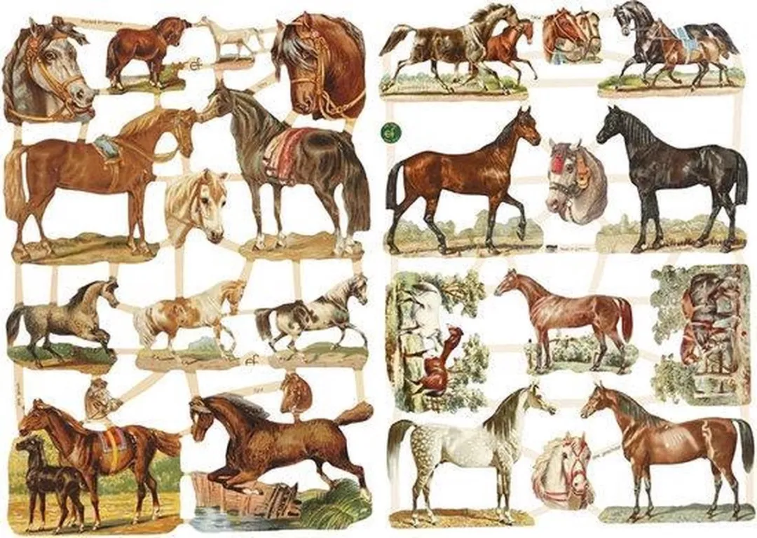 Creativ Company Vintage Paarden Poëzie Albumplaatjes 2 Vellen