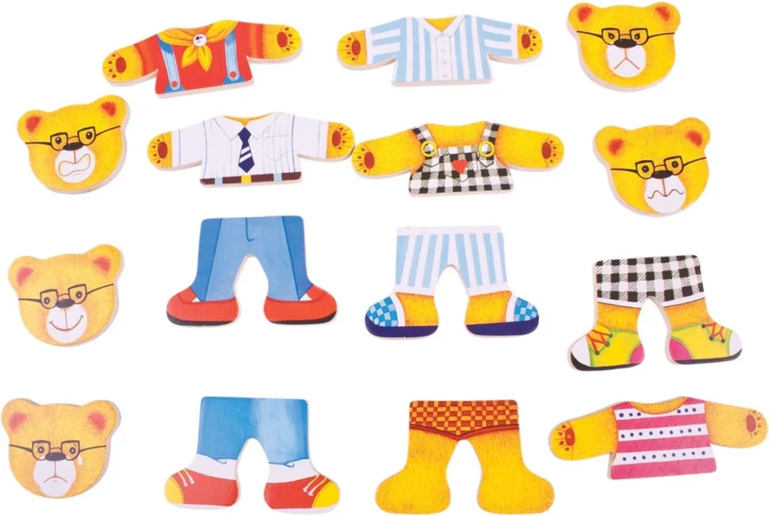 BIGJIGS Berenfamilie Houten Aankleedpuzzel 72-delig - 18 Stuks