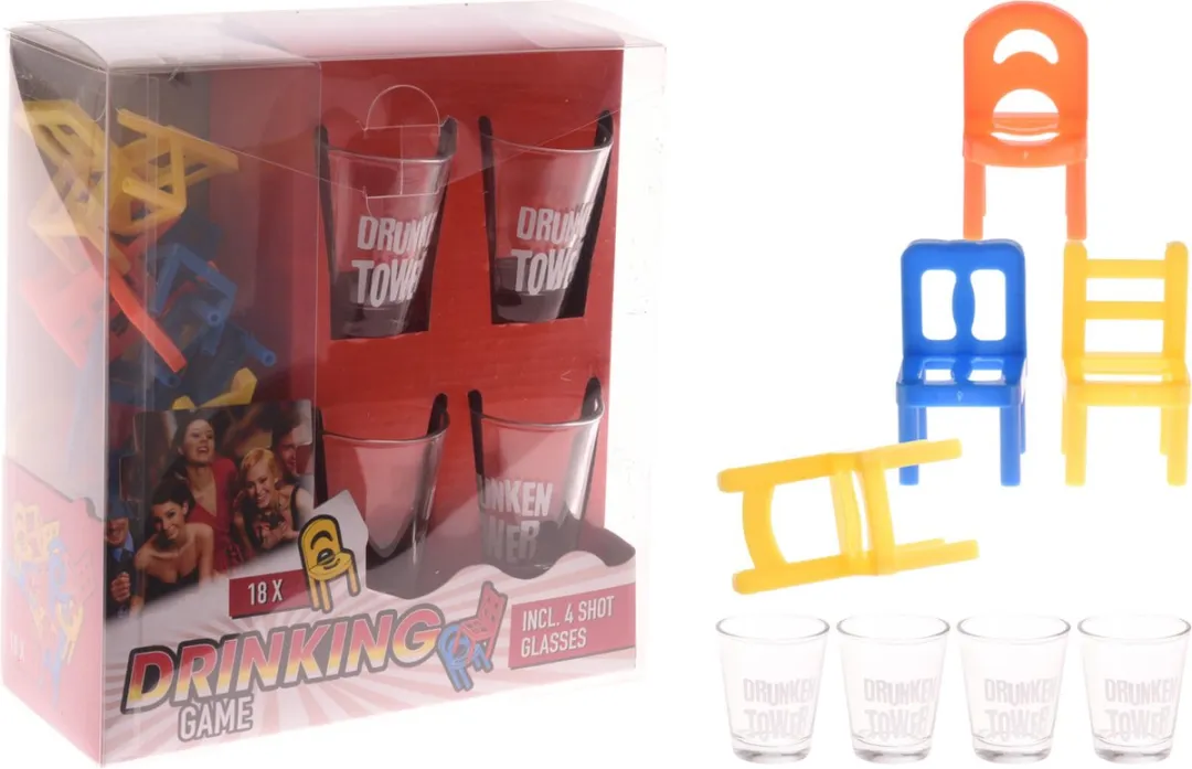 Tender Toys Stoelen Stapelen Drankspel - 22-delig