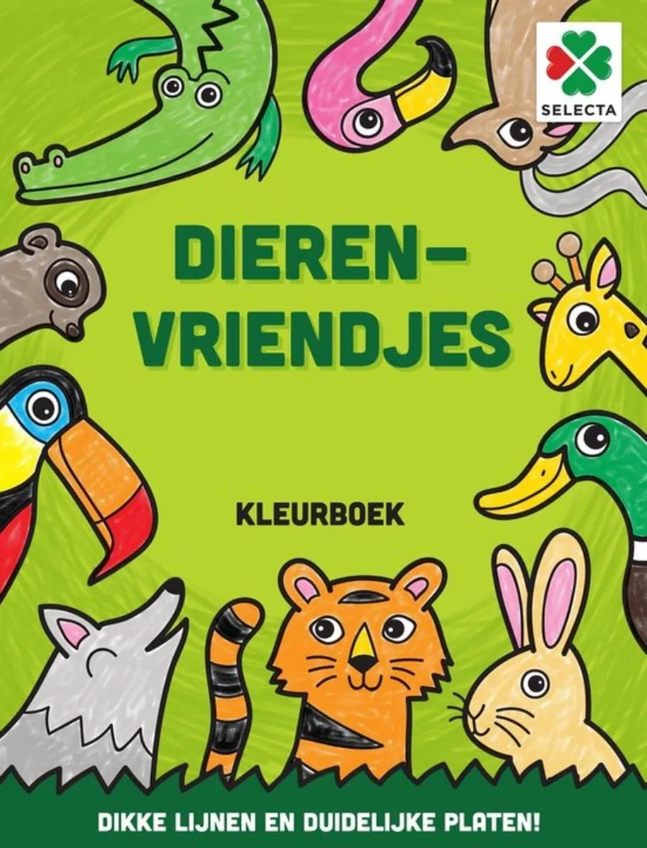 Selecta Dierenvriendjes Kleurboek - 48 Pagina's - Groen