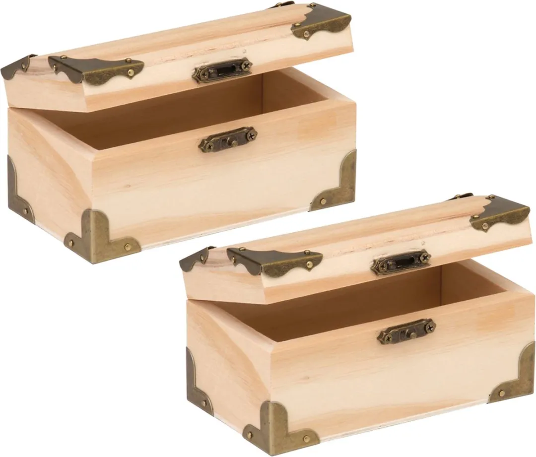 Glorex Hobby Houten Schatkistje 12x6x6cm