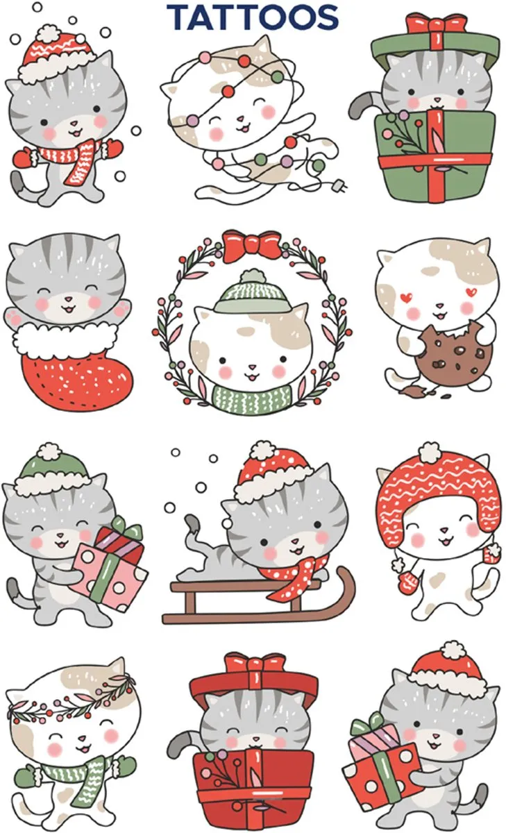 Avery Kinderen Kerst Tatoeages Katten