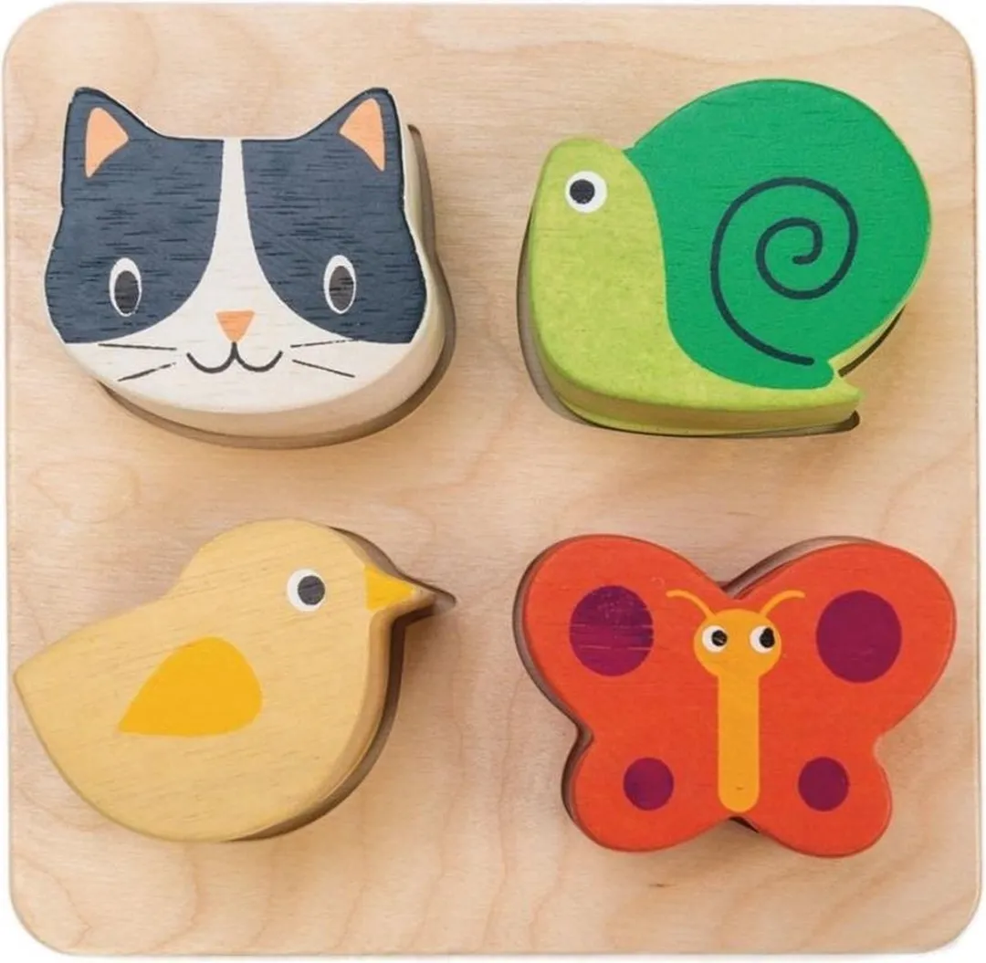 Tender Toys Vormenpuzzel Dieren Junior 4 Stuks - Multicolor