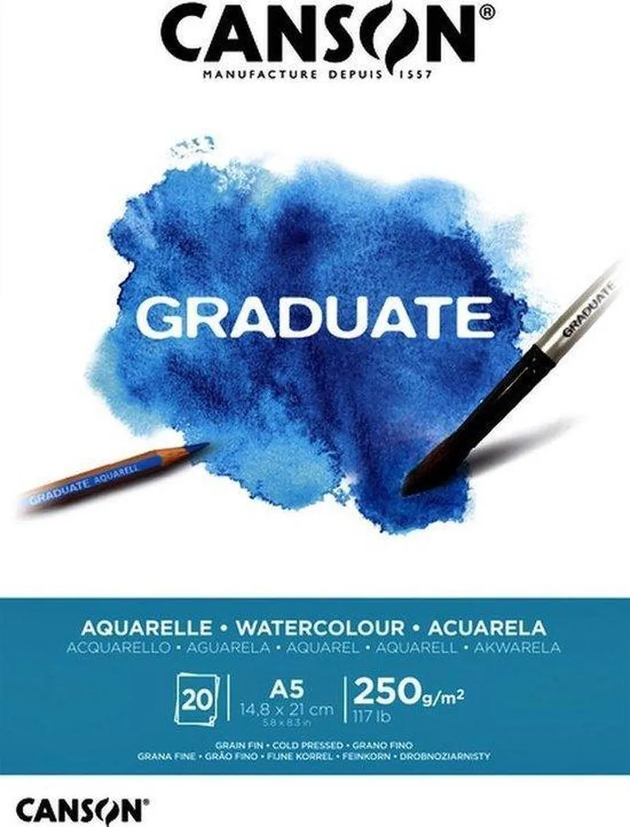 Canson Aquarelblok Graduate A5 20 Vel - 250 g/m²