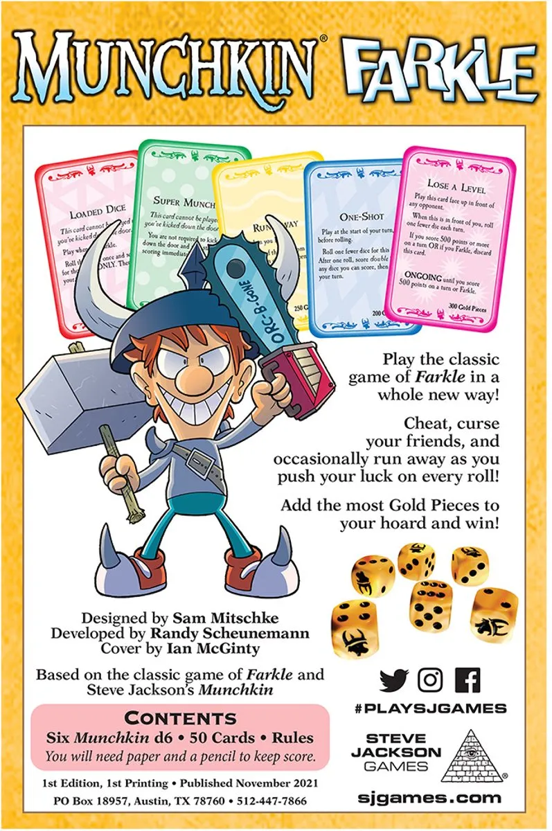 Steve Jackson Games Munchkin Farkle Kaartspel - 3-5 Spelers