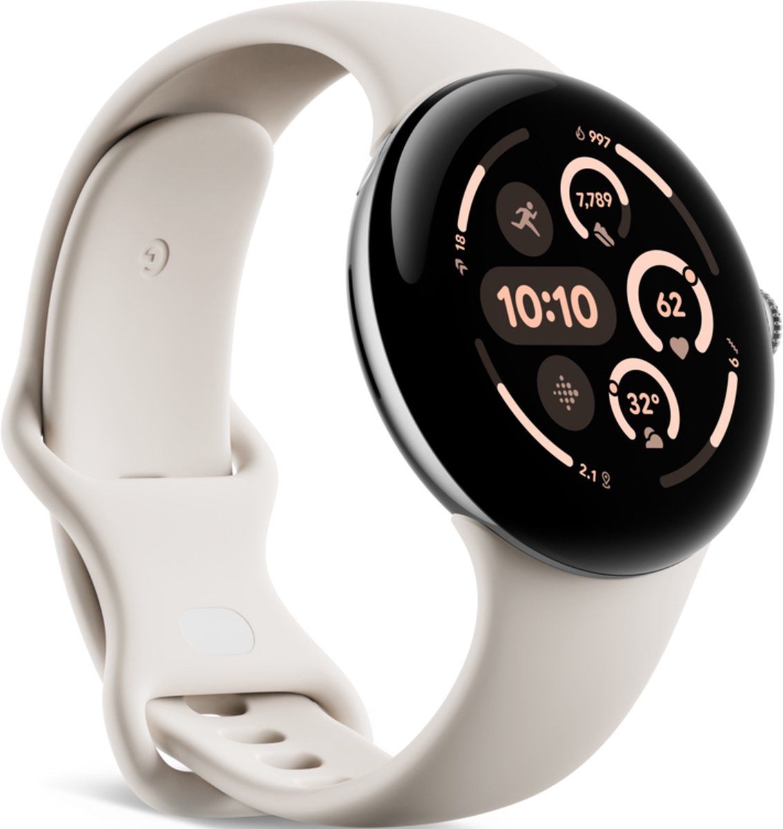 Google Pixel Watch 3 - Smartwatch - 45mm - Zilver/Wit