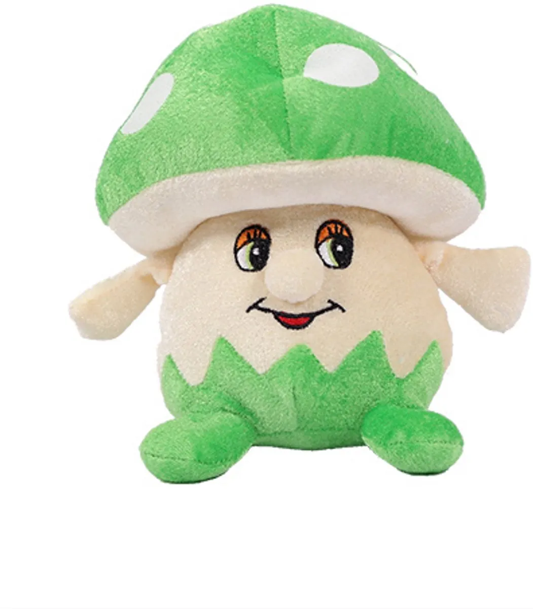 PIA Soft Toys Pluche Paddenstoelen Set - 4 Stuks 20cm - Oranje/Geel/ Groen/Rood