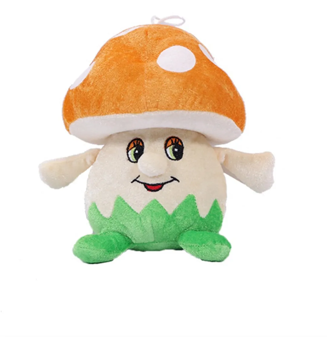PIA Soft Toys Pluche Paddenstoelen Set - 4 Stuks 20cm - Oranje/Geel/ Groen/Rood