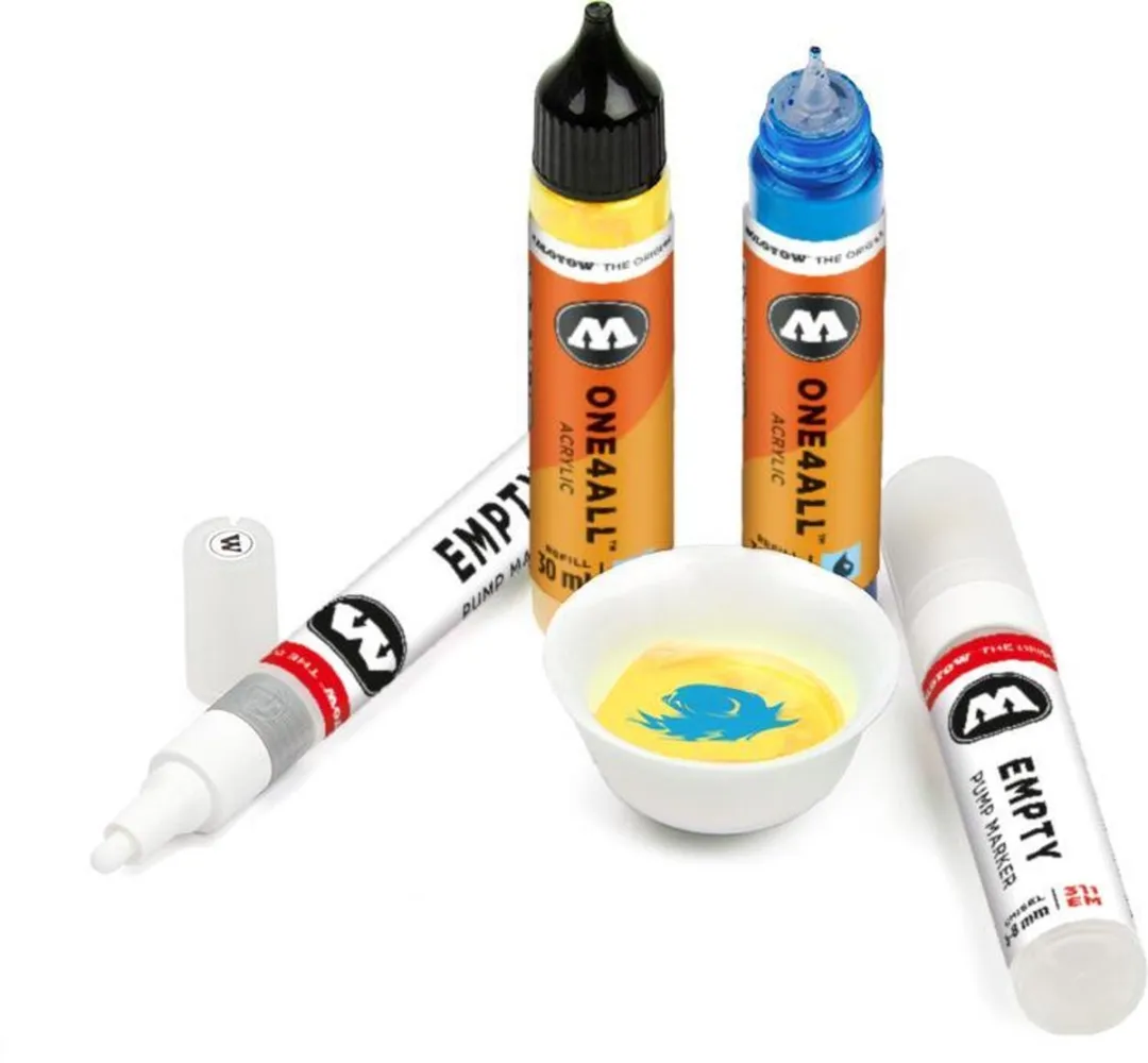 Molotow One4All Refill Marker Mix-Set - 5x30ml Inkt + 6x2mm Markers - Multicolor