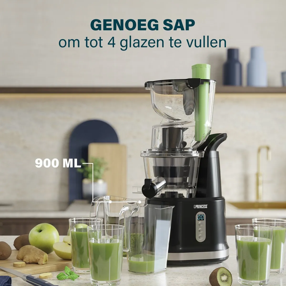 Princess Slowjuicer 202045 – Sapcentrifuge - Juicer - Extra grote vulopening – Hoge sapopbrengst