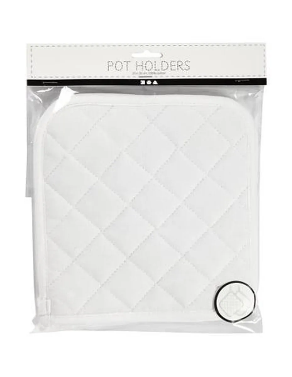 Creativ Company Katoenen Pannenlappen 20x20cm - Wit - 2 Stuks