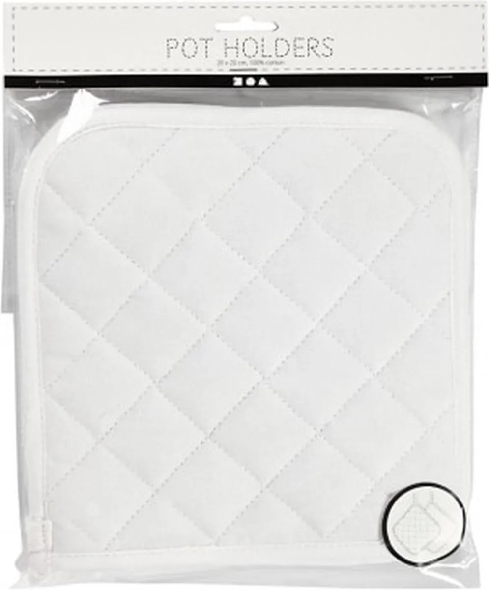 Creativ Company Katoenen Pannenlappen 20x20cm - Wit - 2 Stuks