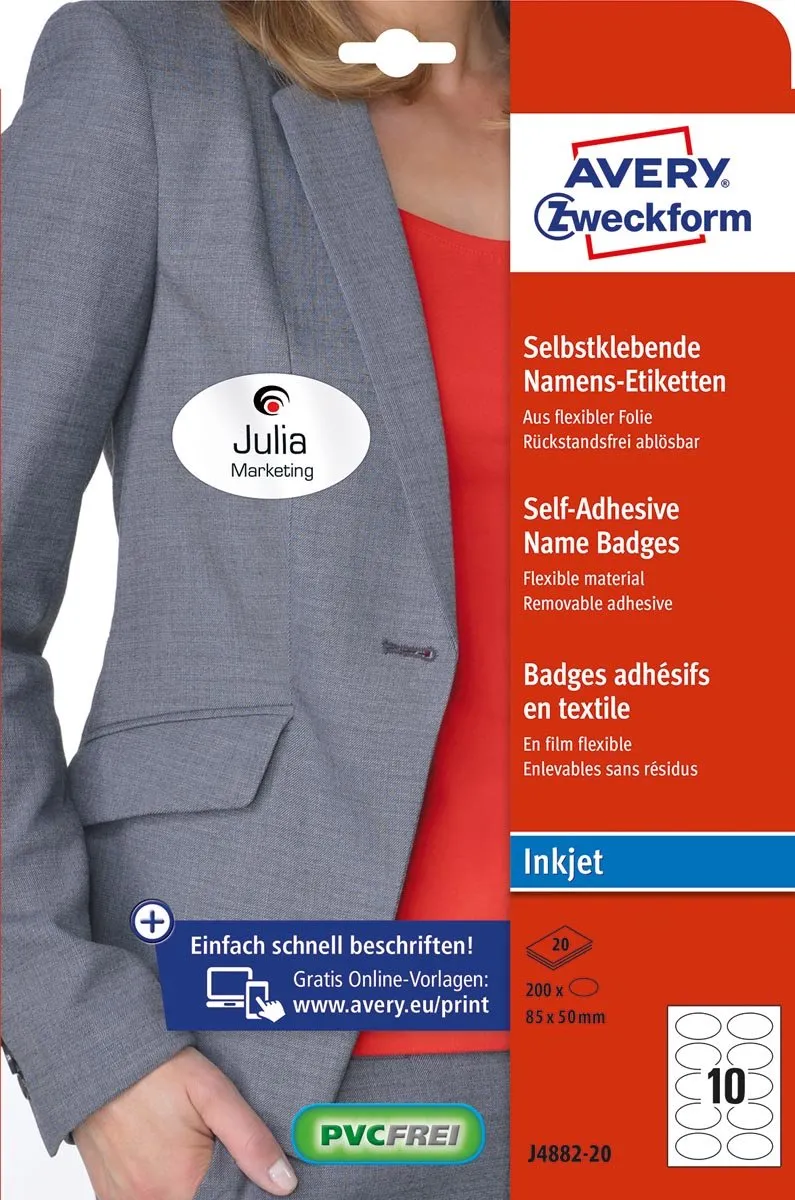 Avery Zweckform Naambadge Ovaal 85x50mm