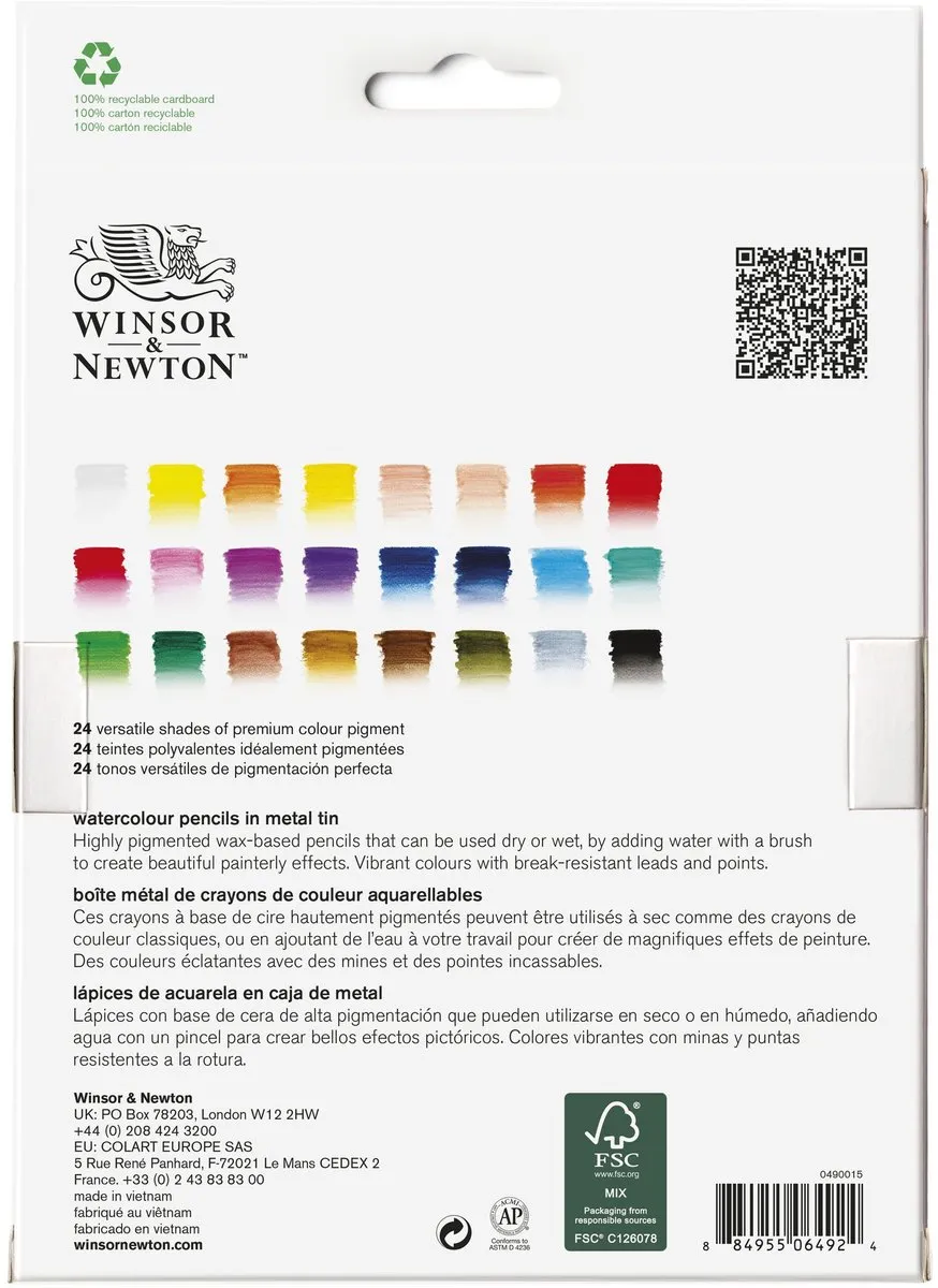 Winsor & Newton Studio Collection Waterverfpotloden 24 Stuks - Dikcores
