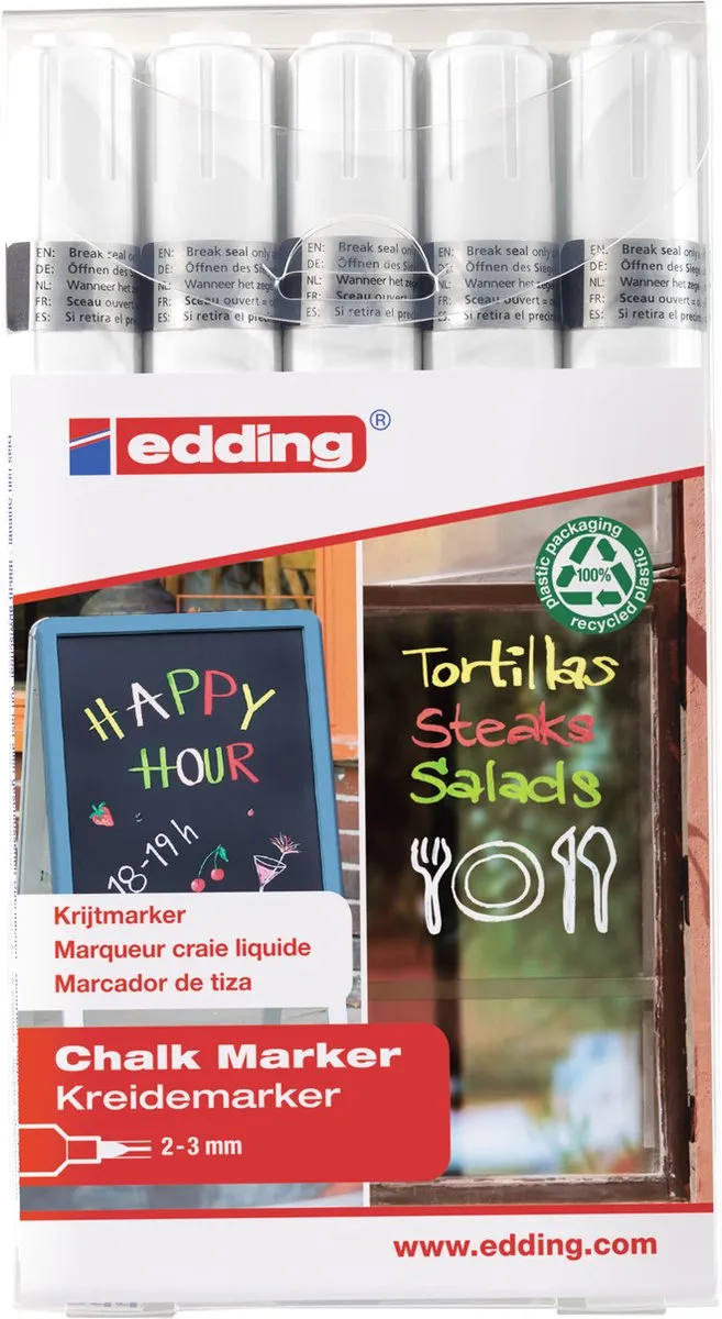 edding 4095 Krijtstiften Wit - 5 Stuks - afbeelding 6 van 6