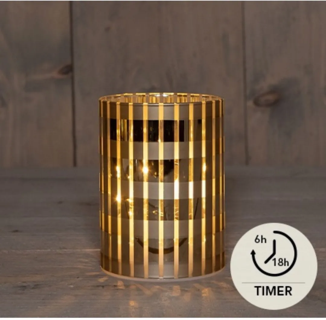LED Cylinder glas ruit goud 9x12cm.