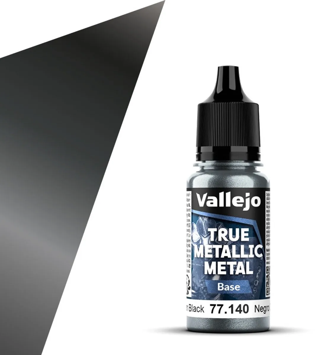Vallejo Hobbyverf Acryl True Metallic Base Obsidiaan Zwart 18ml