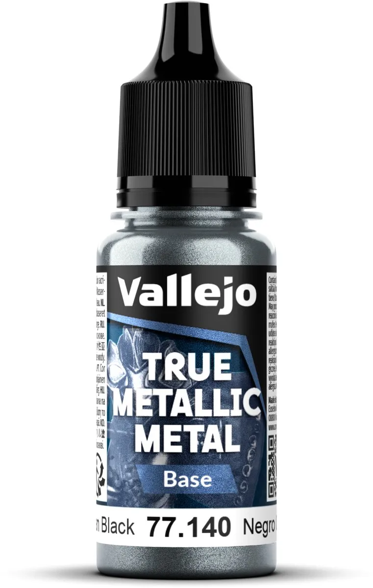 Vallejo Hobbyverf Acryl True Metallic Base Obsidiaan Zwart 18ml