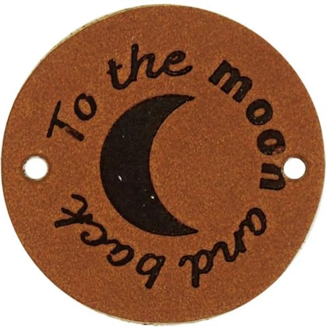 Durable Leren Labels 'To the Moon and Back' - 3,5cm - 2 Stuks