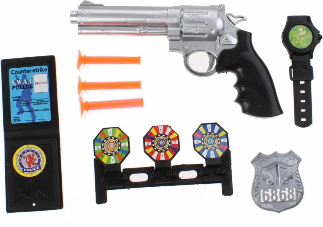 Jonotoys Politieset 8-delig - Zwart/Zilver