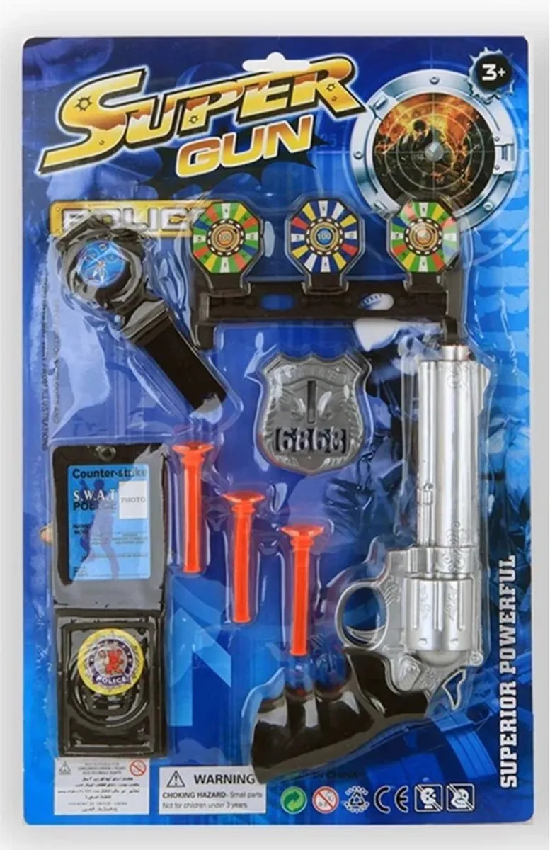 Jonotoys Politieset 8-delig - Zwart/Zilver