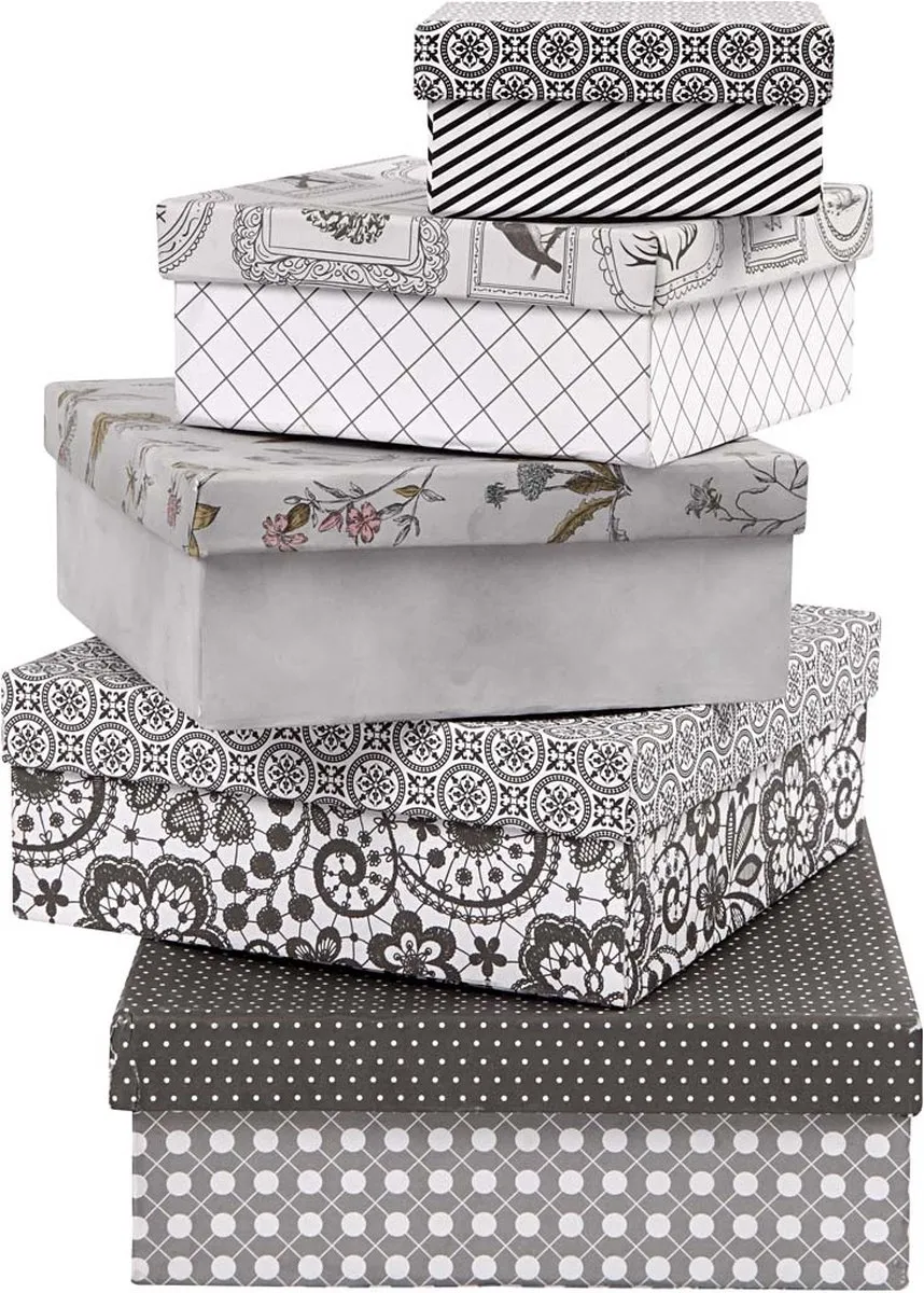 Creativ Company Kartonnen Vierkante Dozen Set - 7 Stuks