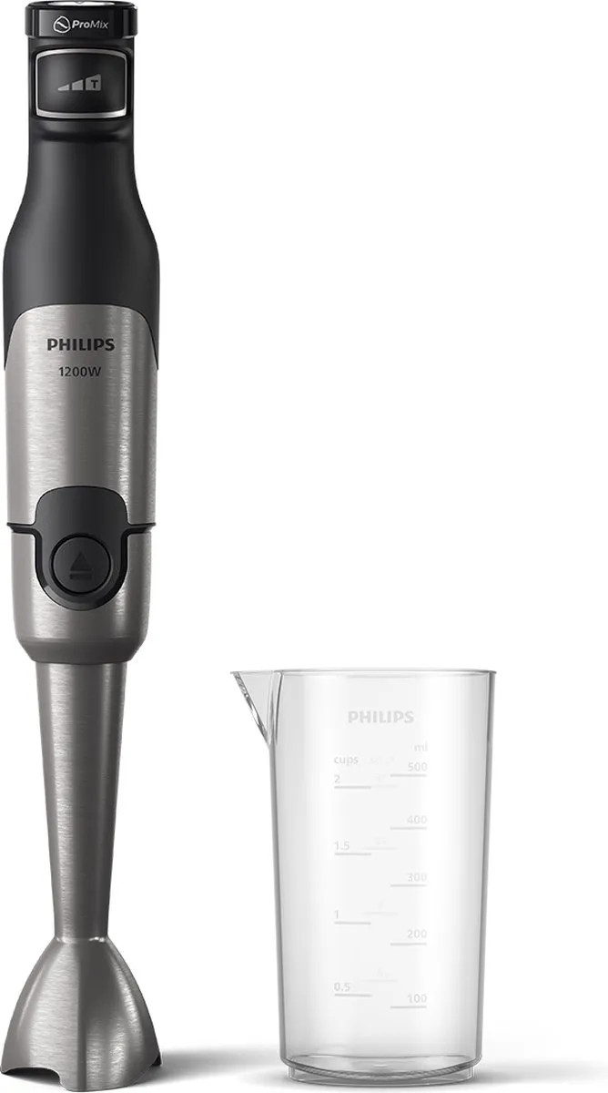 Philips Staafmixer HR2681/00 - 1200 Watt - Inclusief Maatbeker – Geschikt voor Smoothies, Soep en Harde Ingrediënten - Snelheid Regelbaar - RVS - Zwart
