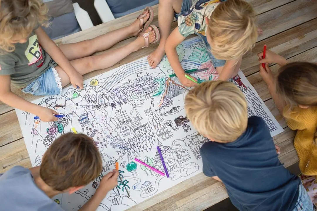 BS Toys Grote Wasbare Kleurplaat - 12 Stiften Wit