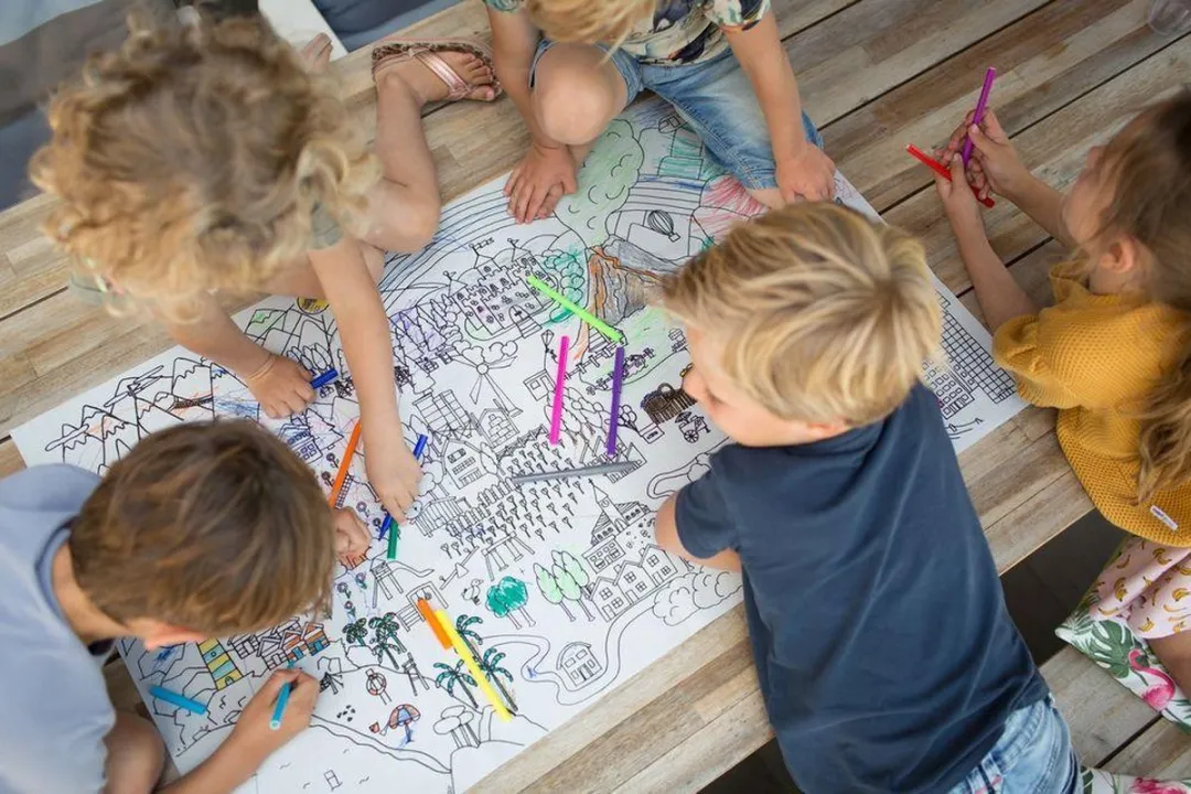BS Toys Grote Wasbare Kleurplaat - 12 Stiften Wit