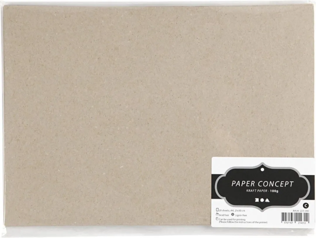 Creativ Company Kraft Papier A4 Grijs 20 Vel