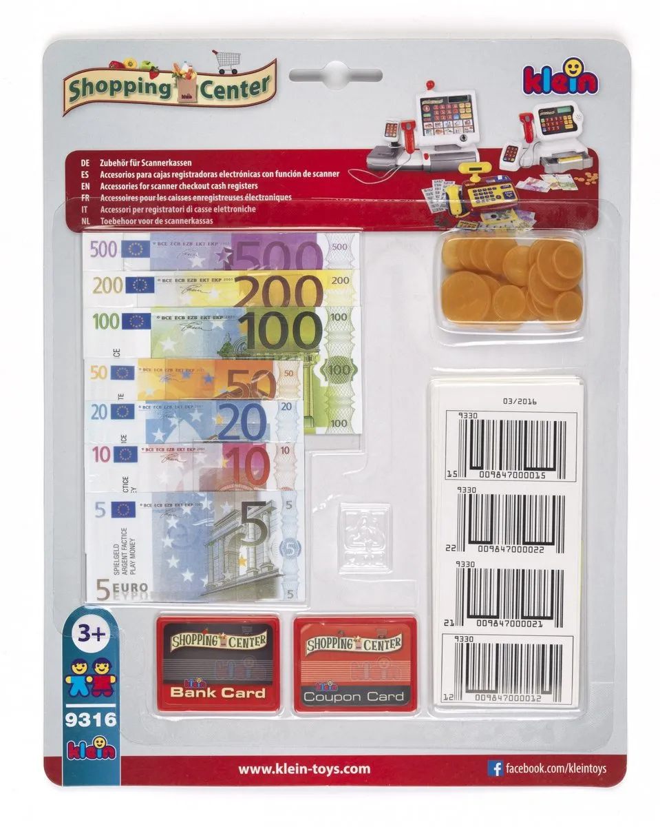 Klein Toys Kassa Accessoireset - 14 Biljetten & 24 Munten Multicolor