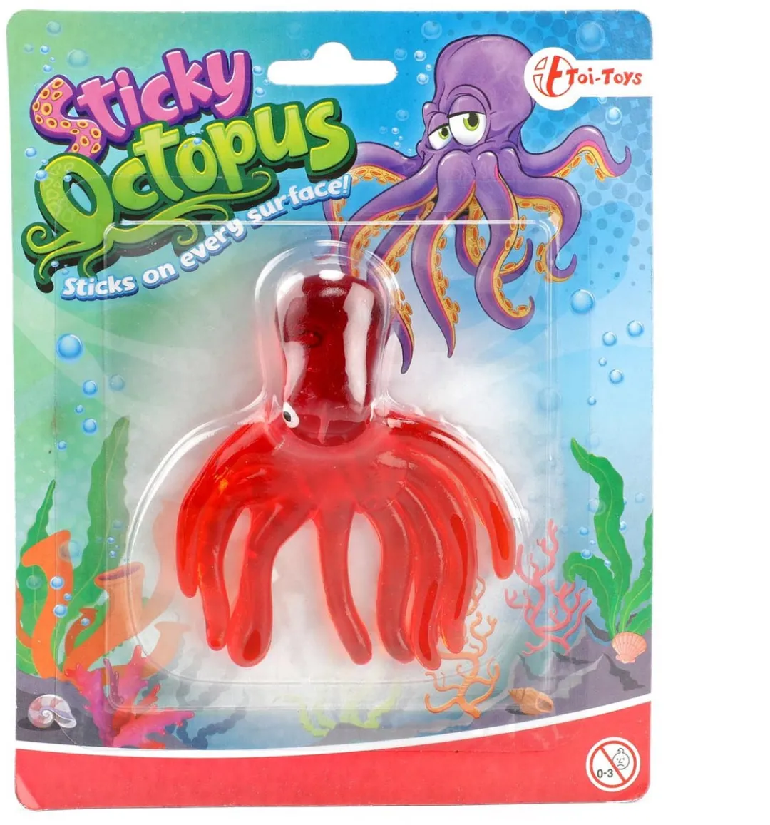 Toi-Toys Raamkruiper Sticky Octopus - Blauw/ Groen/ Geel/ Roze/ Rood - afbeelding 6 van 6
