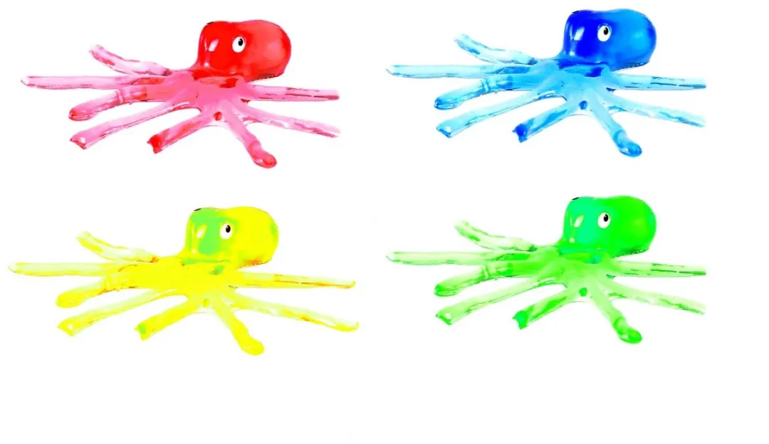 Toi-Toys Raamkruiper Sticky Octopus - Blauw/ Groen/ Geel/ Roze/ Rood