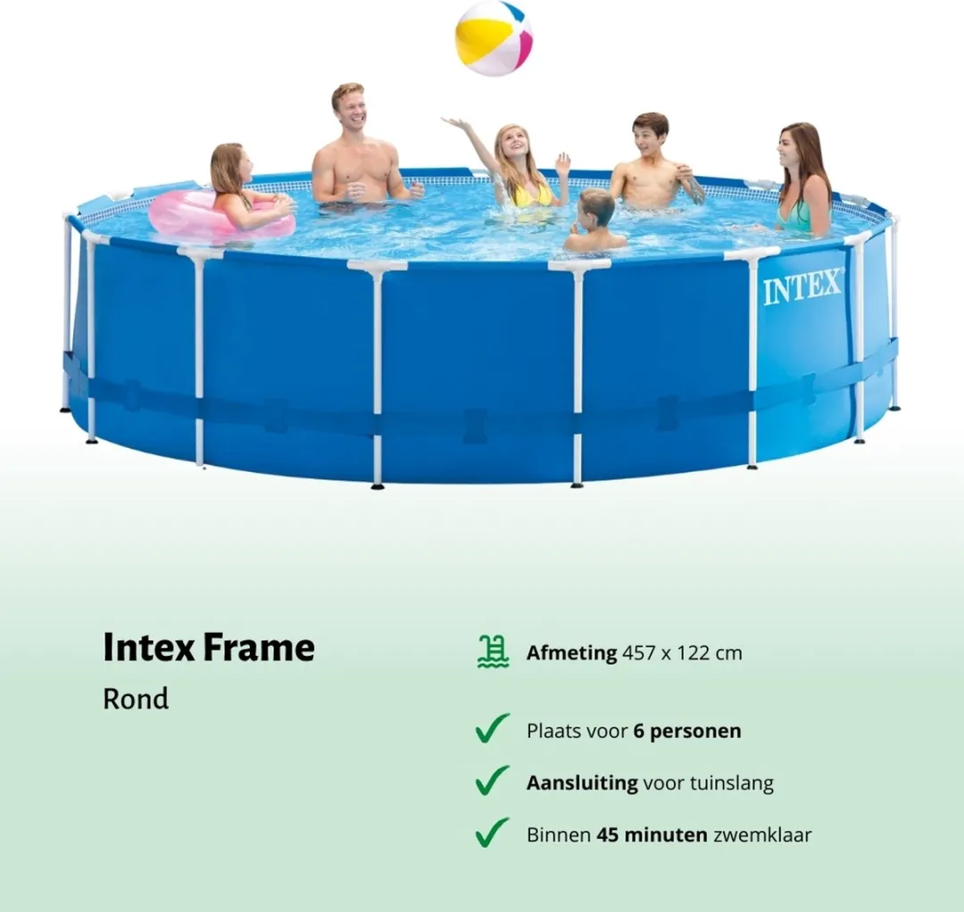 Intex 28242GN-Blauw Rond Frame Zwembad 457cm - Blauw