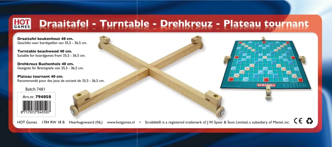 HOT Games Draaitafel Scrabble - Houtkleur