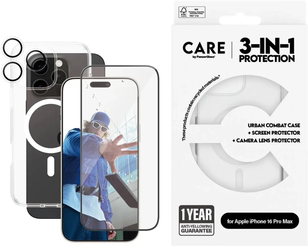 PanzerGlass Beschermingspakket iPhone 16 Pro Max - 3-delig - Transparant