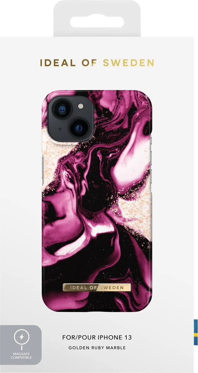 iDeal of Sweden iPhone 13 Golden Ruby Marble MagSafe Hoesje - IDFCTE22-I2161-319 - afbeelding 4 van 6