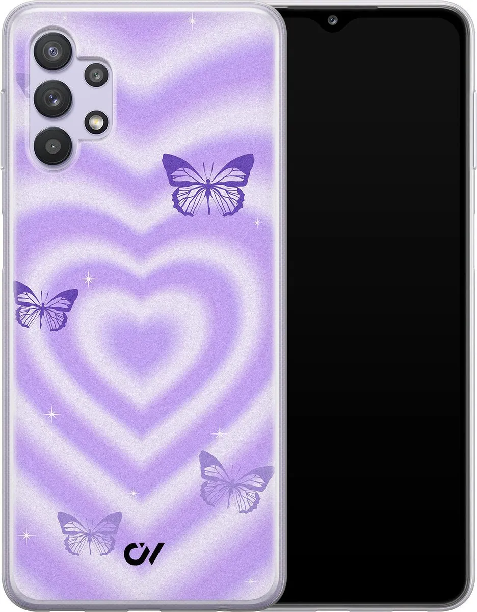 Casevibes Hoesje Samsung Galaxy A32 5G - Paars - Retro Hart Vlinder