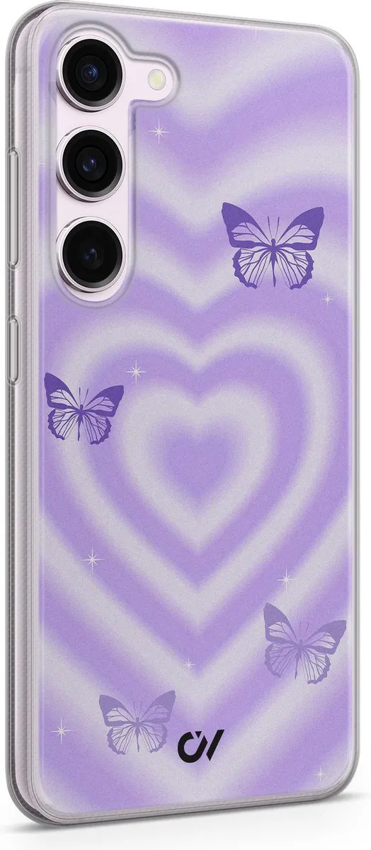Casevibes Samsung Galaxy S23 Hoesje - Paars - Retro Hart Vlinder