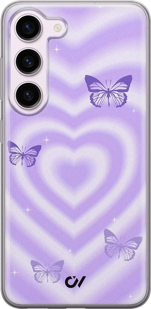 Casevibes Samsung Galaxy S23 Hoesje - Paars - Retro Hart Vlinder