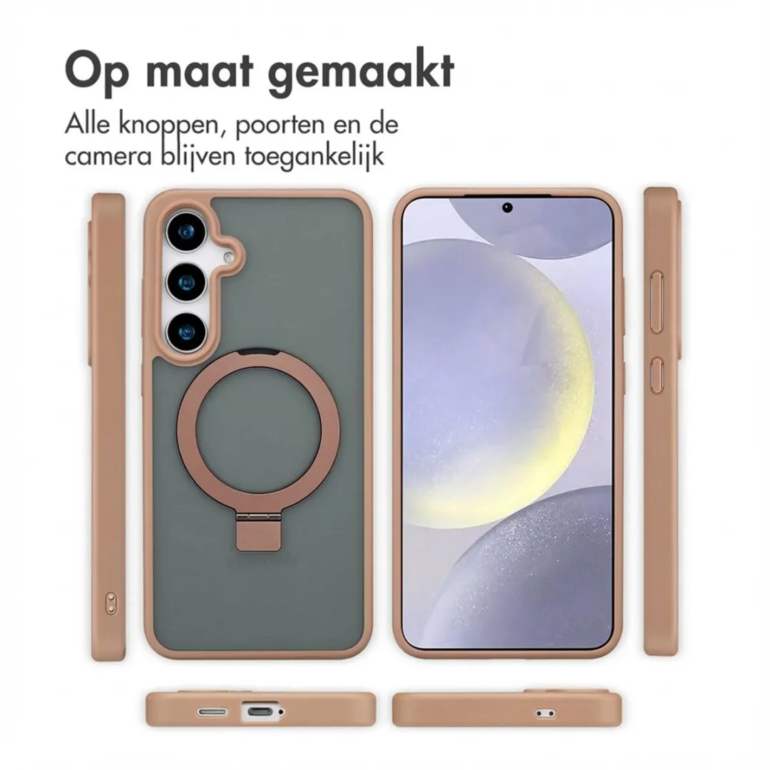 Accezz Hoesje Samsung Galaxy S24 Plus Magnetische Ring - Bruin