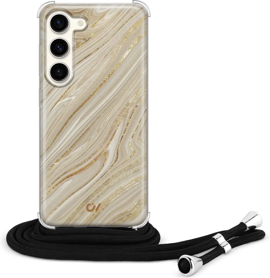 Casevibes S23 Telefoonhoesje Golden Marble - Crossbody - Goud