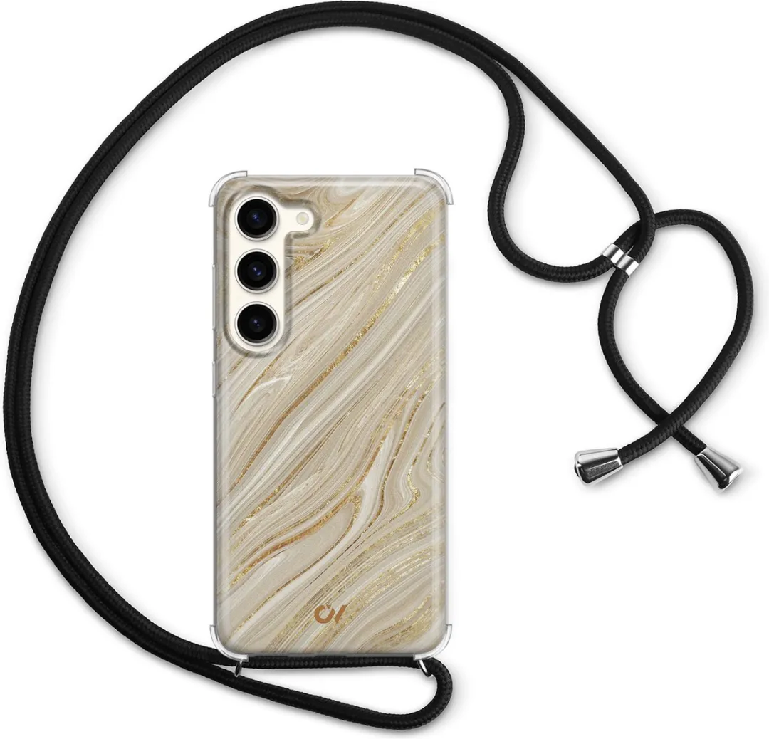 Casevibes S23 Telefoonhoesje Golden Marble - Crossbody - Goud