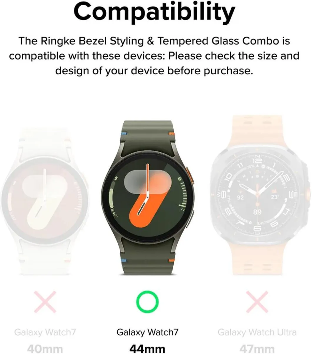 Ringke Bezel Styling + Tempered Glass Samsung Galaxy Watch 7 44mm - Zwart