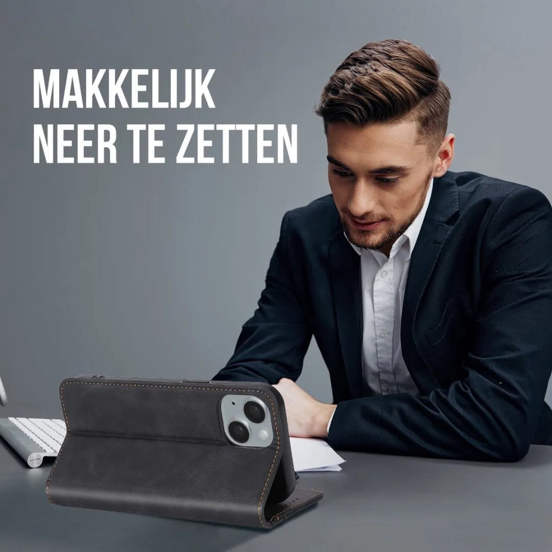 Nuvex iPhone 15 Plus Hoesje Zwart - 2 Pasjes + Screenprotector - afbeelding 6 van 6