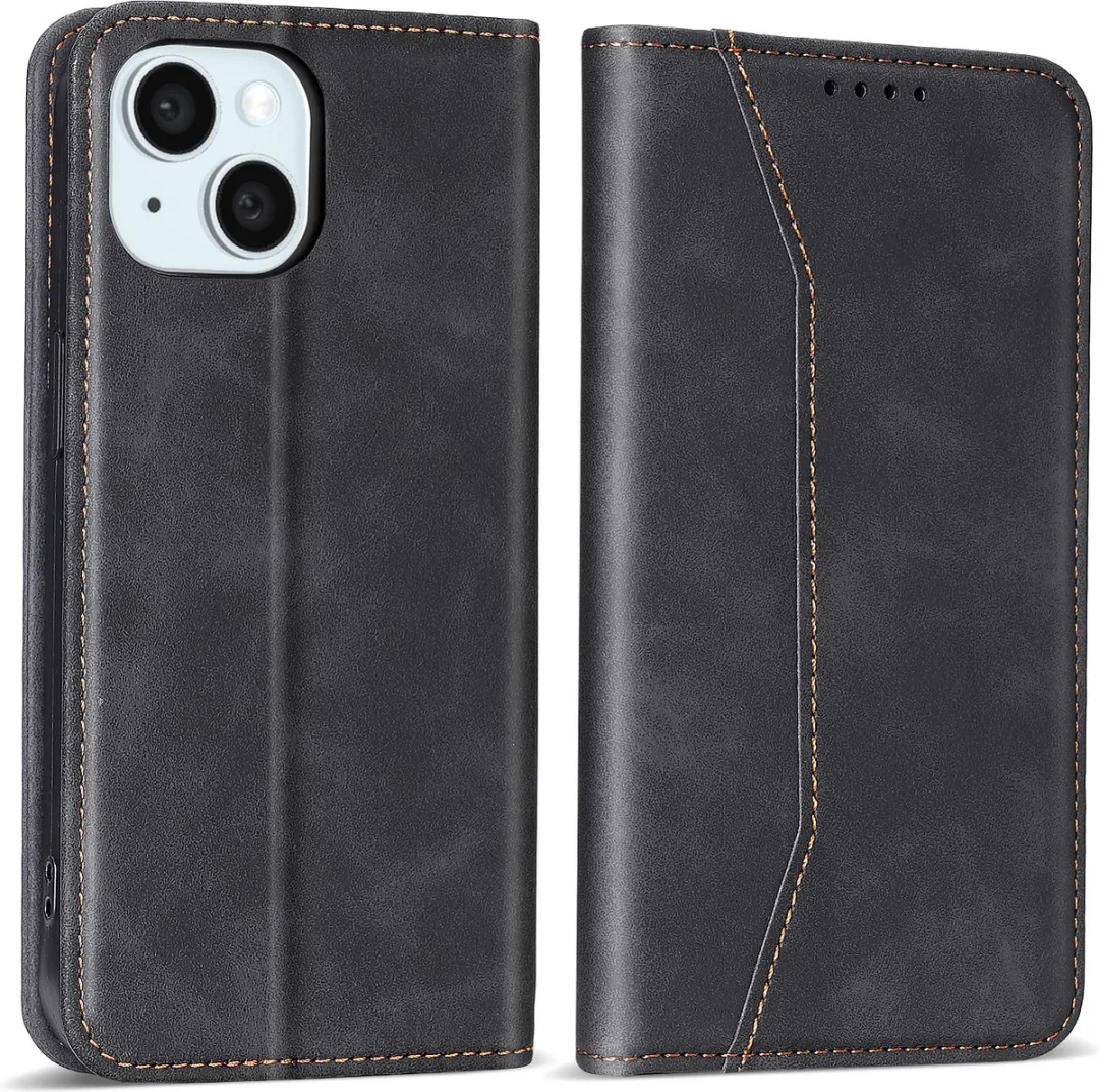 Nuvex iPhone 15 Plus Hoesje Zwart - 2 Pasjes + Screenprotector