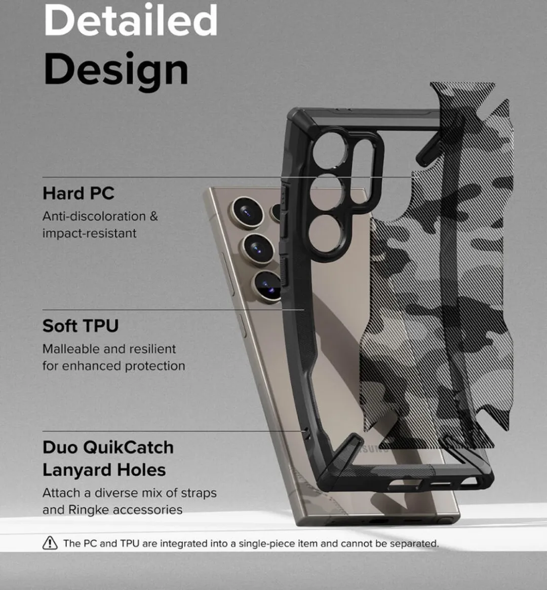 Ringke Fusion X Hoesje Samsung Galaxy S24 Ultra - Camo Zwart - afbeelding 6 van 6