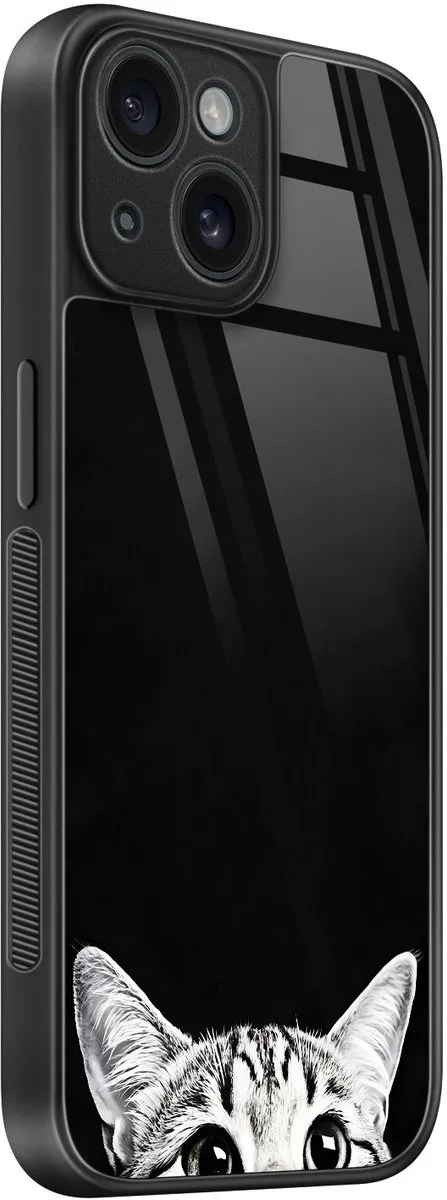 Casevibes iPhone 15 Hoesje - Zwart - Kat Kiekeboe - TPU Glossy