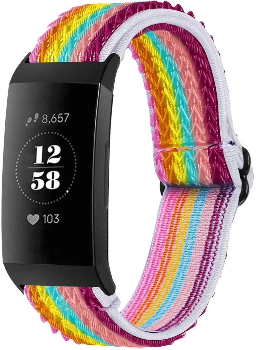 Imoshion Elastisch Nylon Bandje Rainbow - Fitbit Charge 4/5